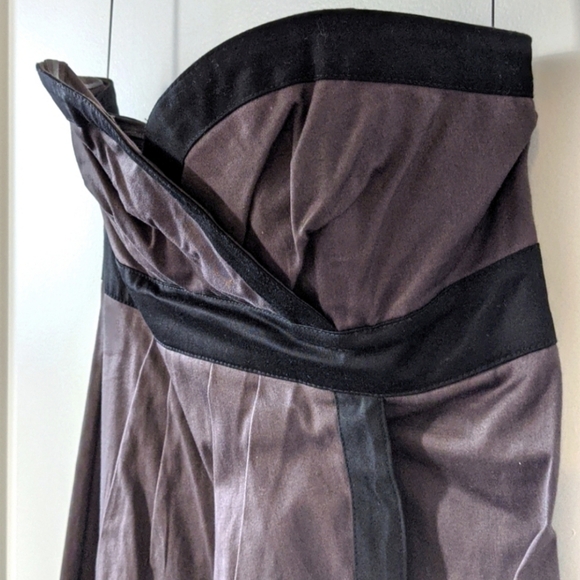 H&m Strapless Sweetheart Neckline Dress -  Brown with Black Trim - Size 6 - Picture 3 of 5